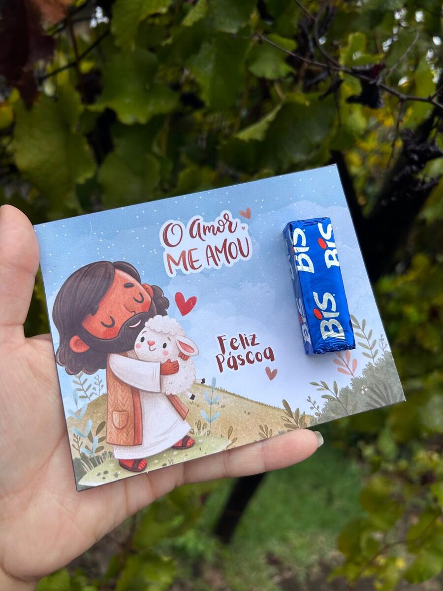 Cartão com chocolate personalizado produzido pela Lindo Sol